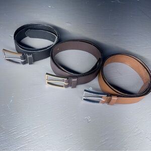 Men's Leather Belt Set - Black, Brown, Tan